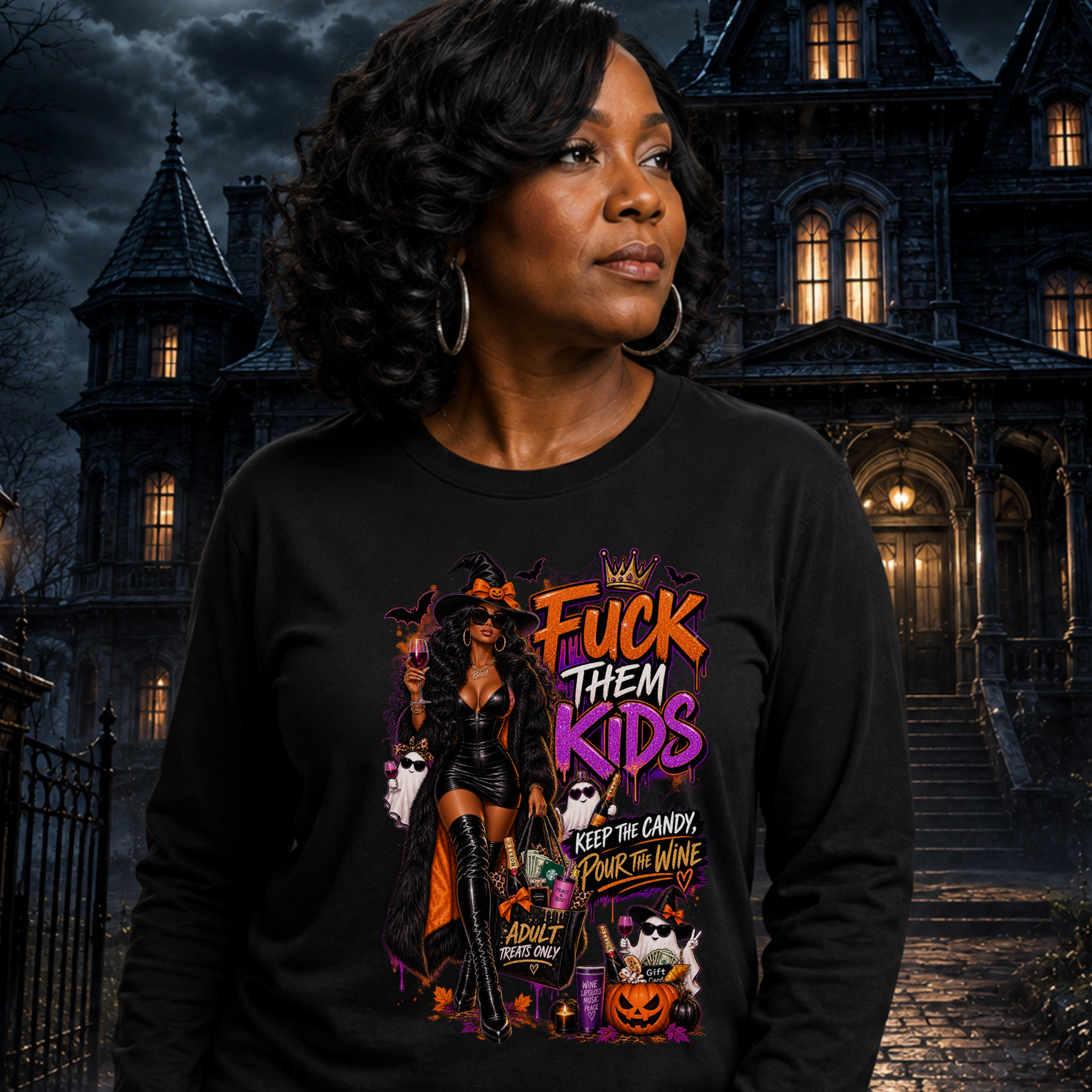 Fuck Them Kids Halloween T-shirt | Keep the Candy Pour the Wine Tee-African American