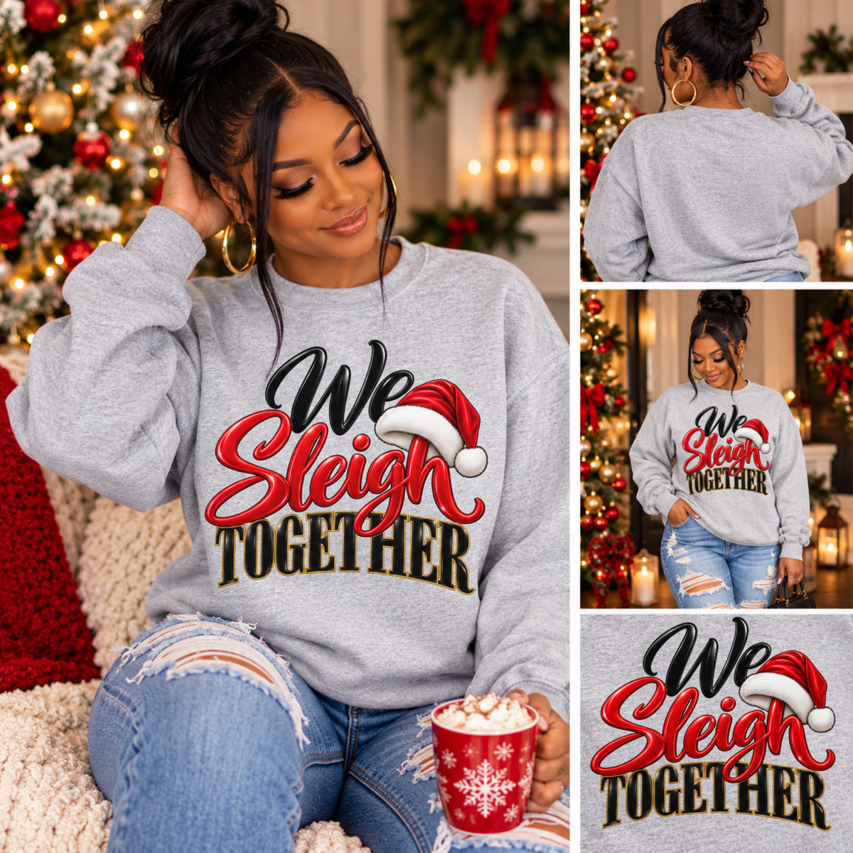 We Sleigh Together Christmas Sweatshirt | Matching Holiday Crewneck | HWS Apparel