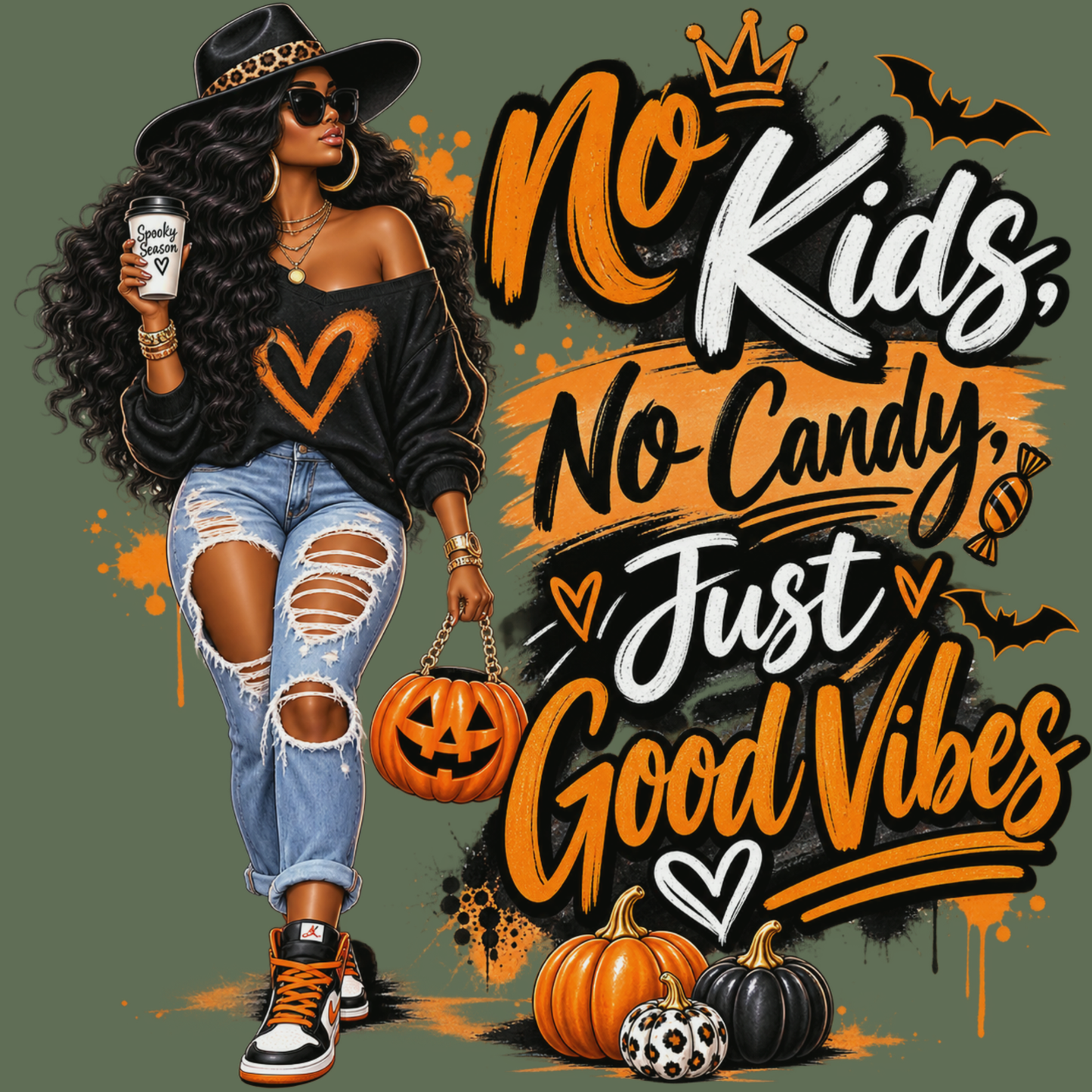 No Kids No Candy Just Good Vibes | Halloween Sweatshirt