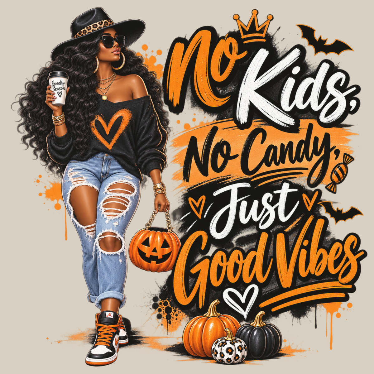 No Kids No Candy Just Good Vibes | Halloween Sweatshirt