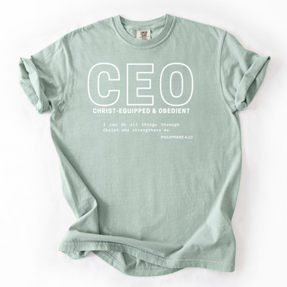 CEO: Christ-Equipped & Obedient  –  Faith-Based Entrepreneur T-Shirt
