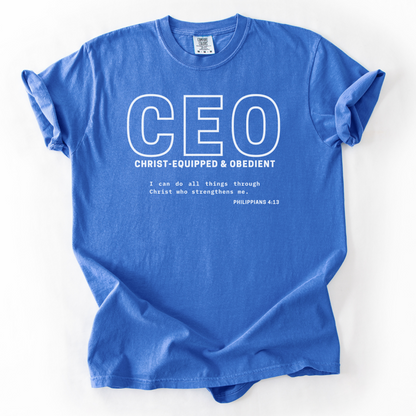 CEO: Christ-Equipped & Obedient  –  Faith-Based Entrepreneur T-Shirt