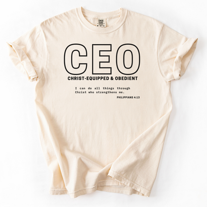 CEO: Christ-Equipped & Obedient  –  Faith-Based Entrepreneur T-Shirt