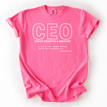 CEO: Christ-Equipped & Obedient  –  Faith-Based Entrepreneur T-Shirt