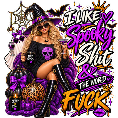 I Like Spooky Shit & The Word Fuck | Funny Adult Halloween Sweatshirt
