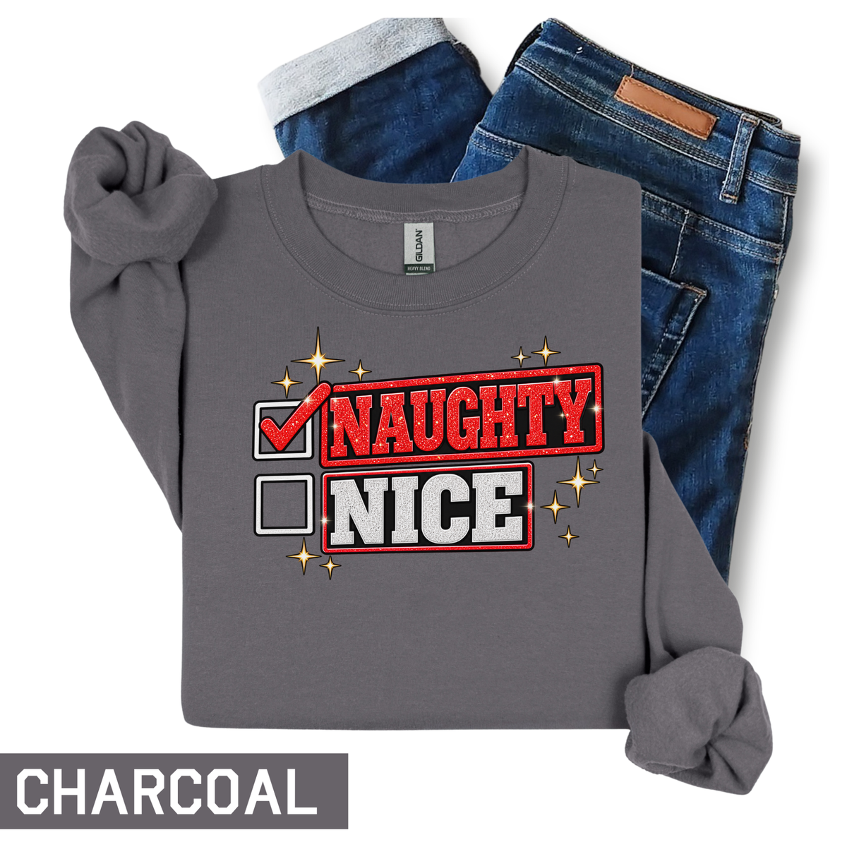 Naughty or Nice Checklist Christmas Sweatshirt | Funny Holiday Crewneck | HWS Apparel