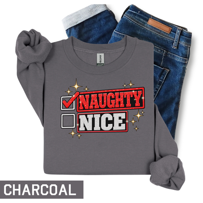 Naughty or Nice Checklist Christmas Sweatshirt | Funny Holiday Crewneck | HWS Apparel