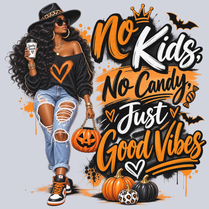 No Kids No Candy Just Good Vibes | Halloween Sweatshirt