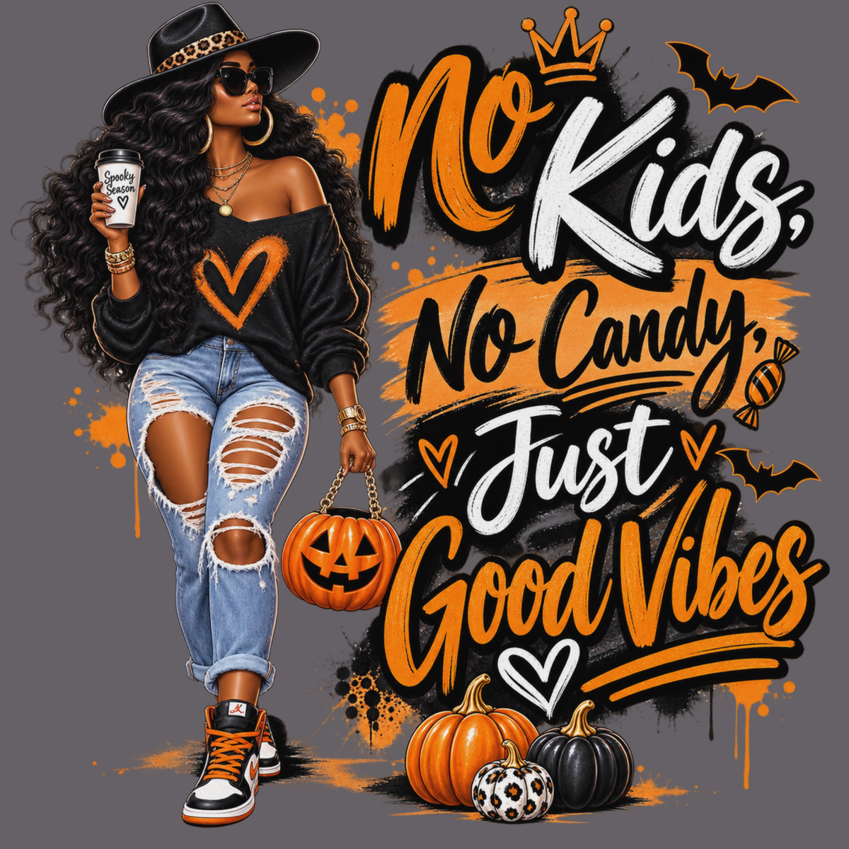 No Kids No Candy Just Good Vibes | Halloween Sweatshirt