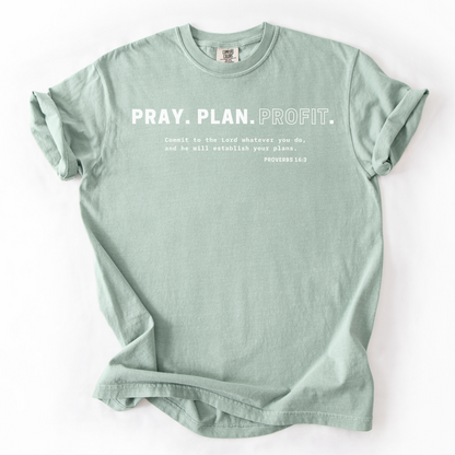 Pray. Plan. Profit. – Faith-Based Entrepreneur T-Shirt