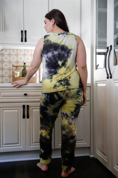 Tie Dye Tank Top & Ripped Sweatpants Set