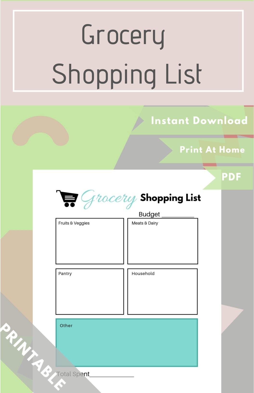 Grocery Shopping List PDF (Available in Various Colors) - Healthy Wealthy Skinny