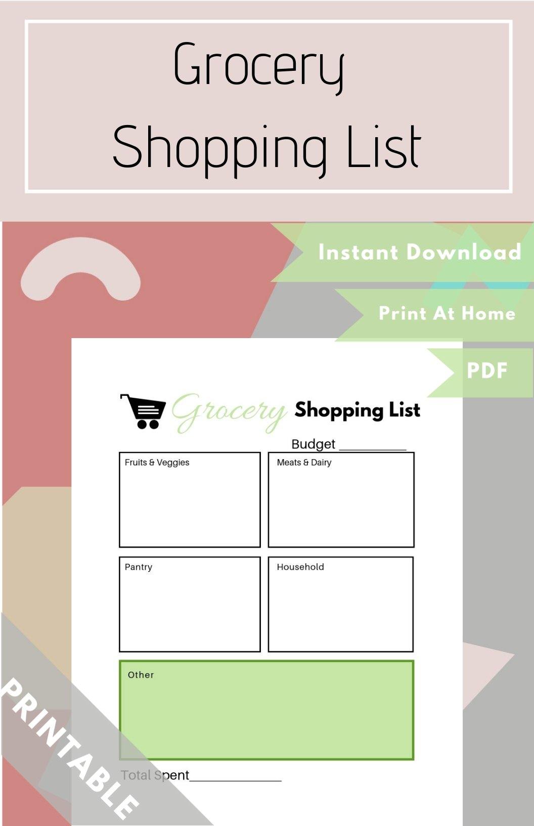 Grocery Shopping List PDF (Available in Various Colors) - Healthy Wealthy Skinny