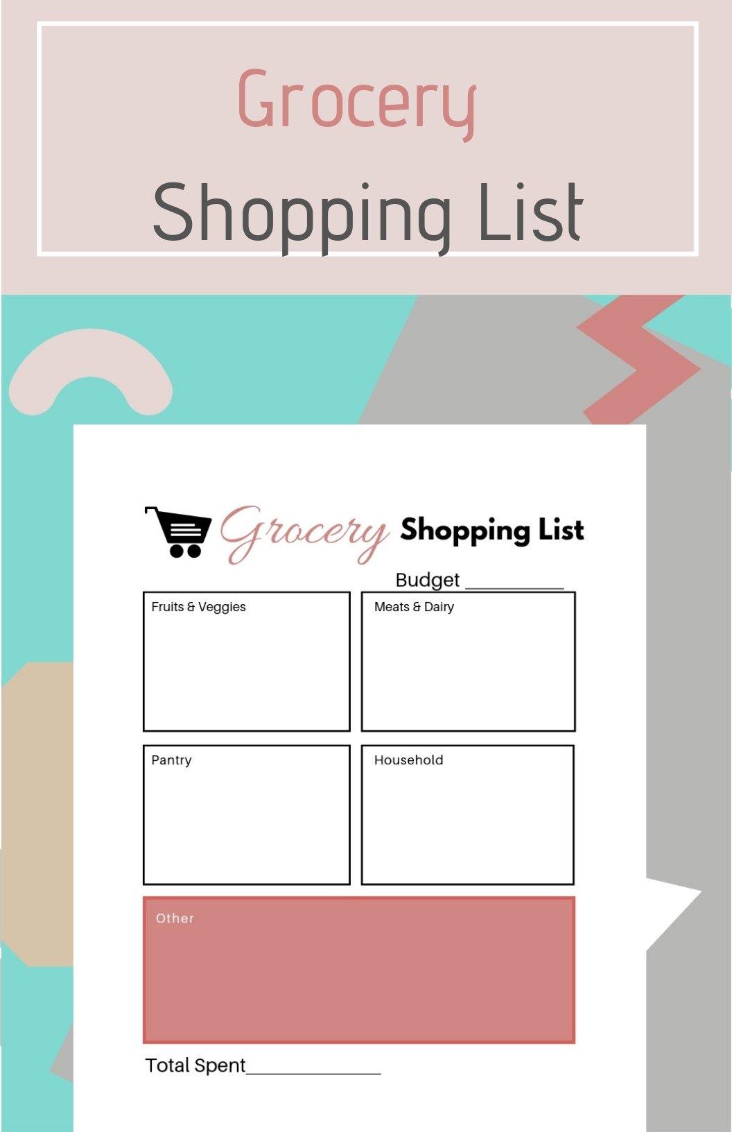 Grocery Shopping List PDF (Available in Various Colors) - Healthy Wealthy Skinny