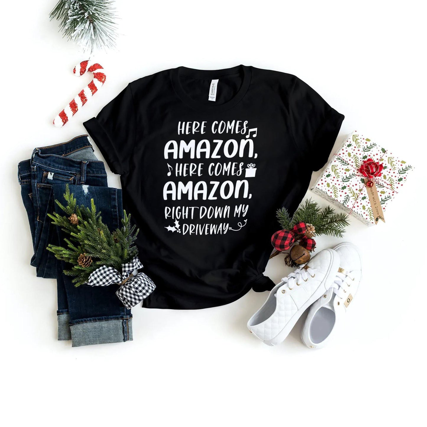 Here Comes Amazon - Family Christmas Shirts - Holiday Shirts - Gifts - Healthy Wealthy Skinny