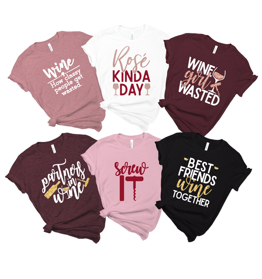 Wine Tasting Shirts - T-Shirt - Healthy Wealthy Skinny