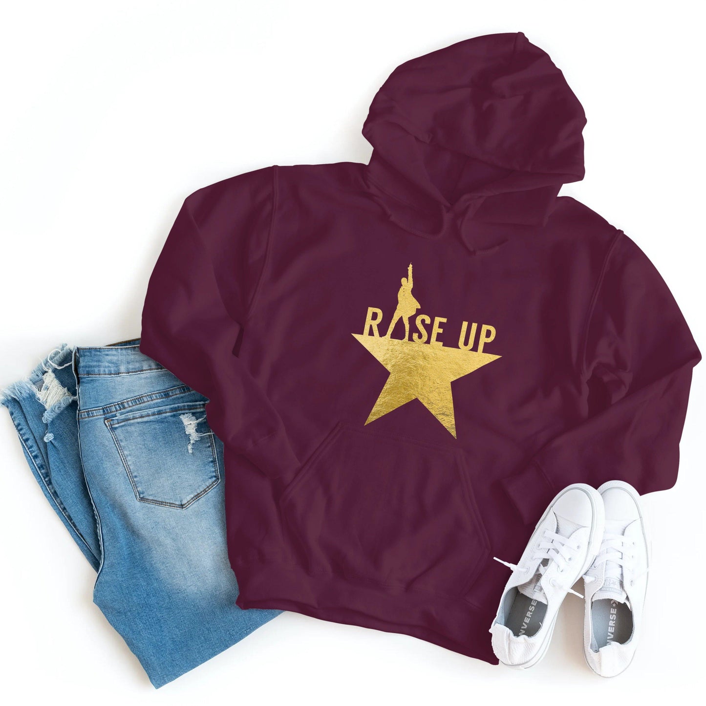 Hamilton - Rise Up | Gold Foil - Hoodie - Healthy Wealthy Skinny