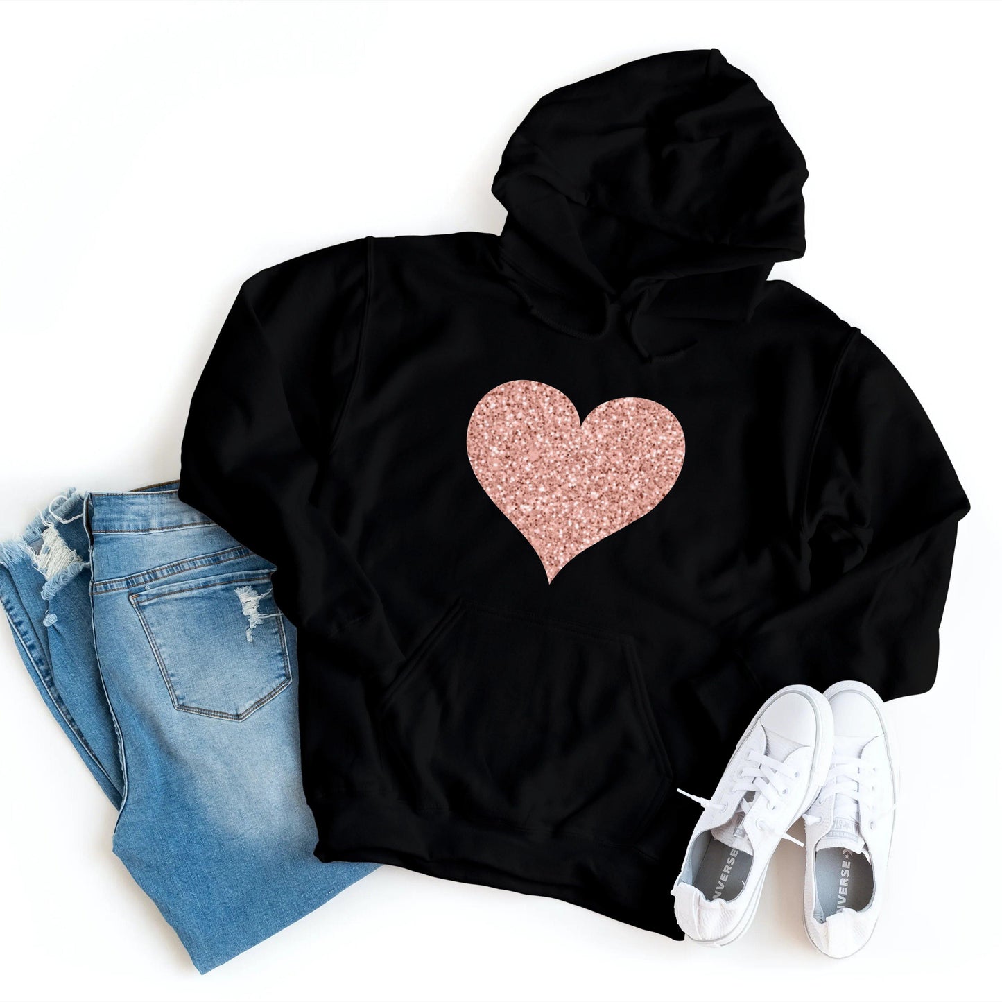 Glitter Heart Hoodie - Healthy Wealthy Skinny