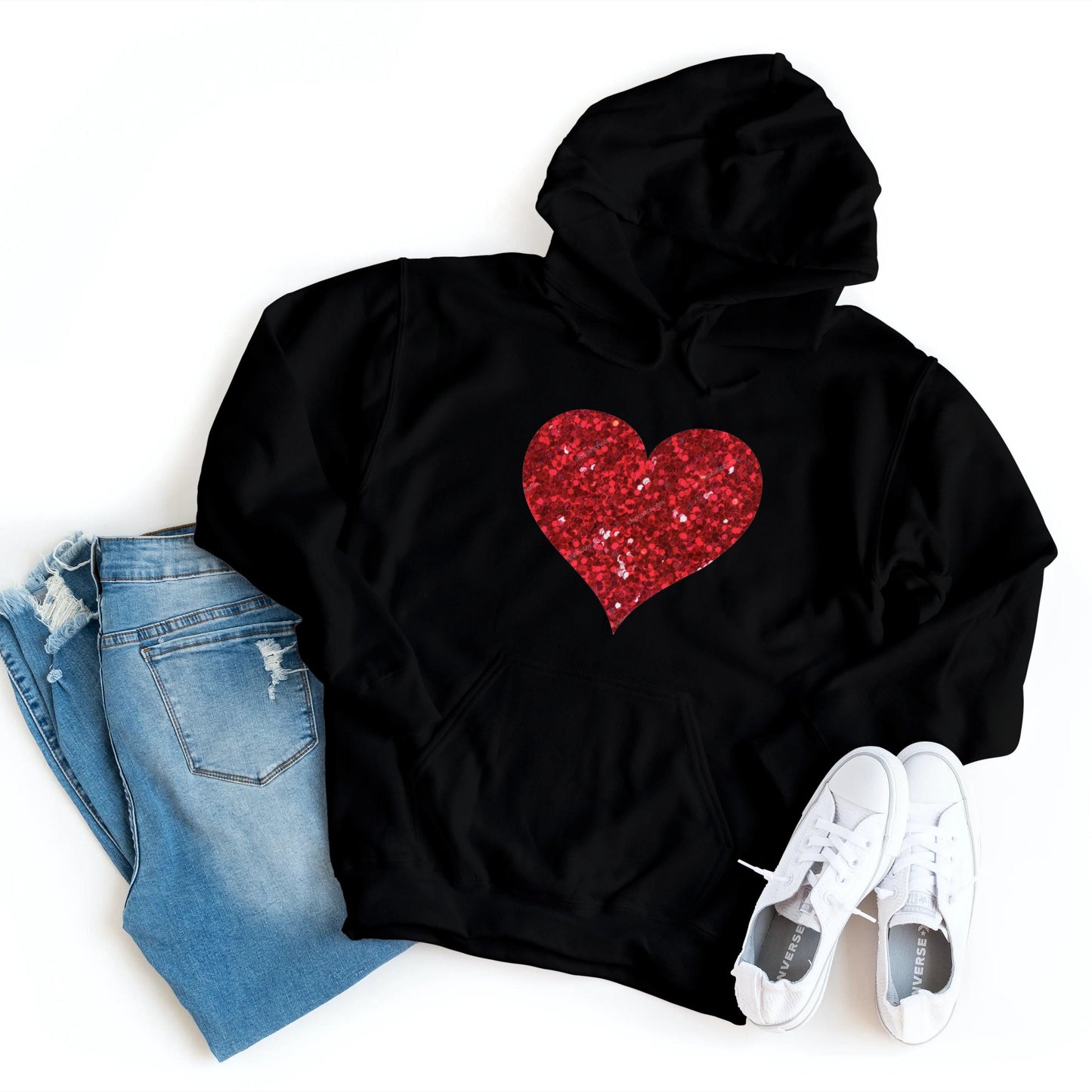 Glitter Heart Hoodie - Healthy Wealthy Skinny