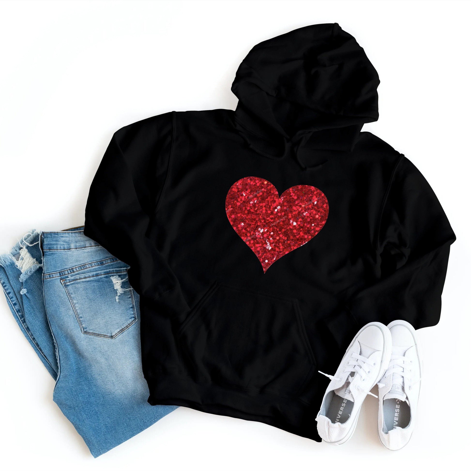 Glitter Heart Hoodie - Healthy Wealthy Skinny