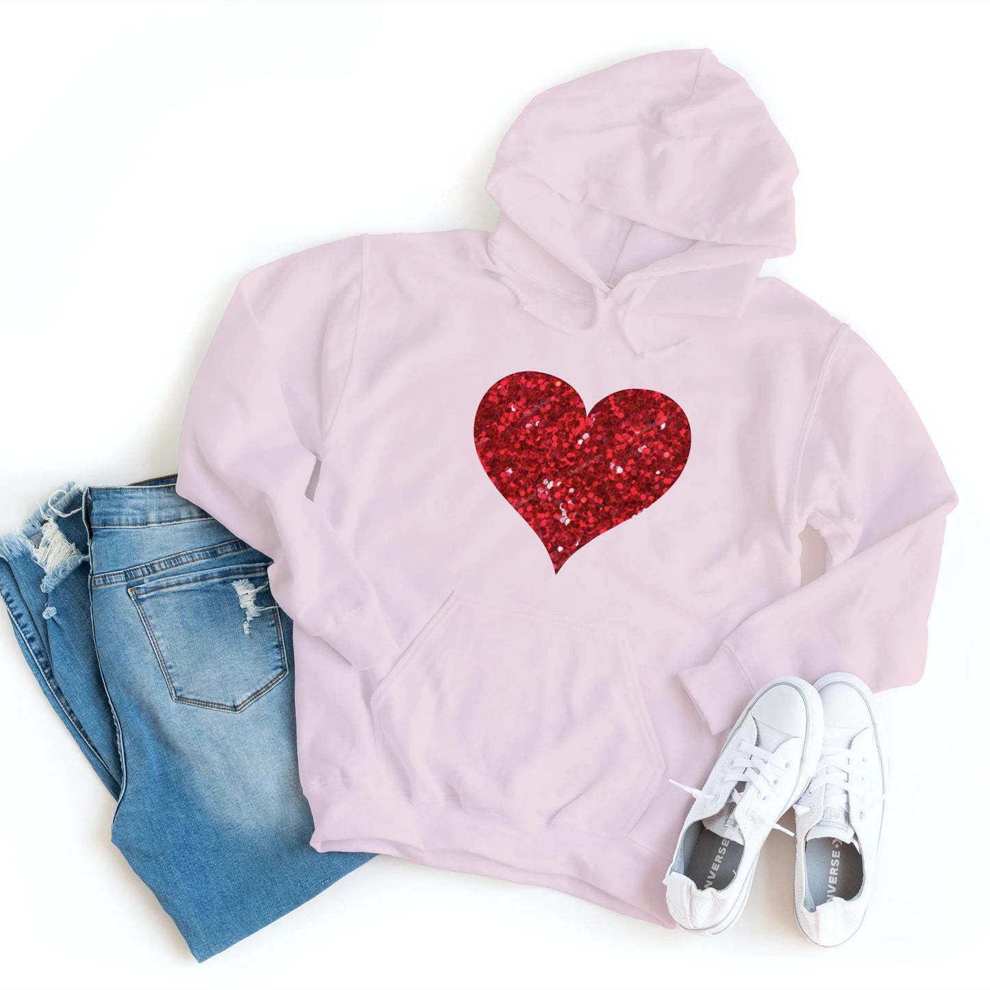 Glitter Heart Hoodie - Healthy Wealthy Skinny