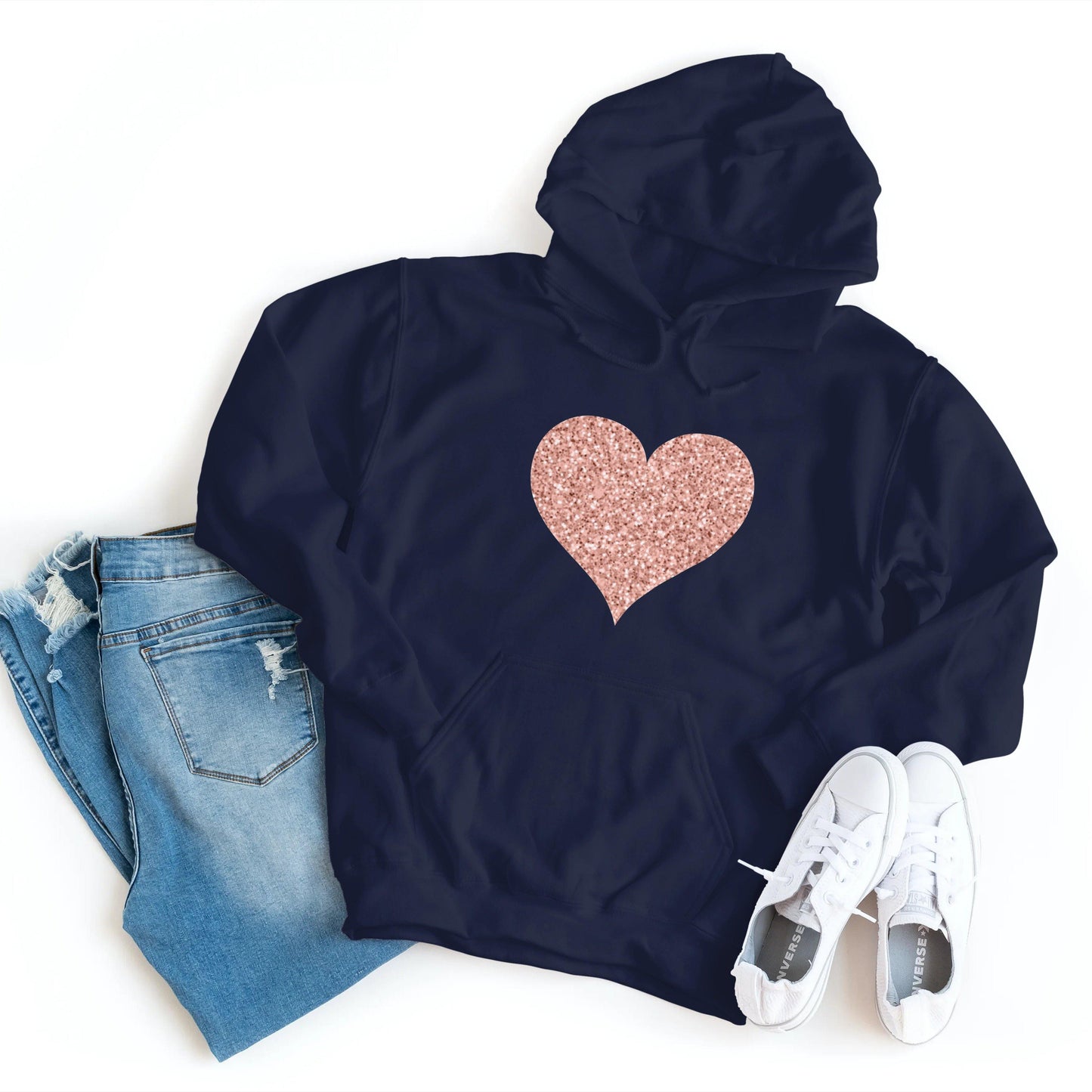 Glitter Heart Hoodie - Healthy Wealthy Skinny