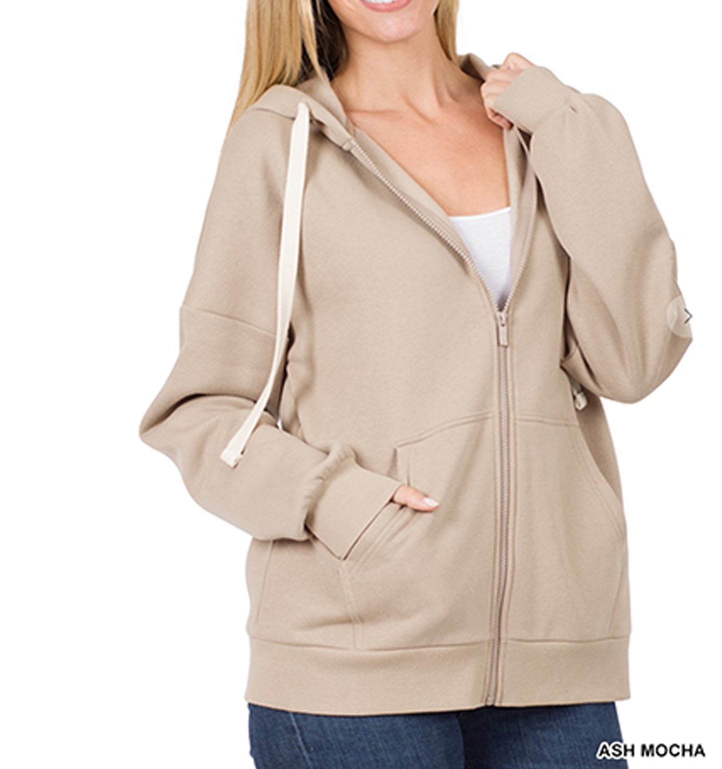 Thrive In Comfort - Zipper Hoodie Sweat Jacket with Kangaroo Pockets