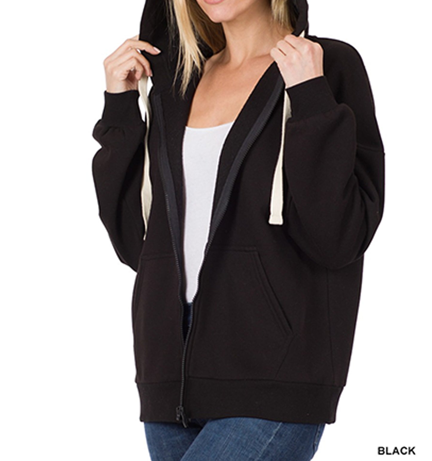 Thrive In Comfort - Zipper Hoodie Sweat Jacket with Kangaroo Pockets